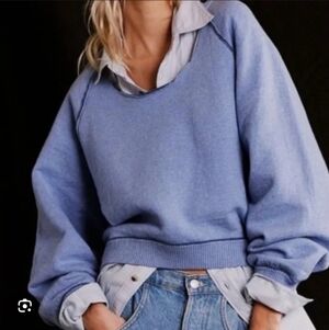 We The Free Blue Textured Top Oversize And Warm